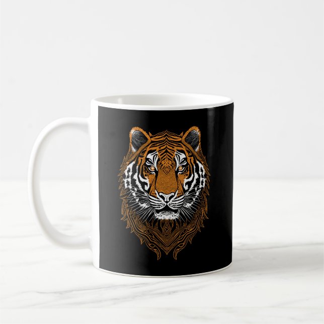 Detaljerad tiger Ansikte Kaffemugg (Vänster)
