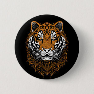 Detaljerad tiger Ansikte Knapp