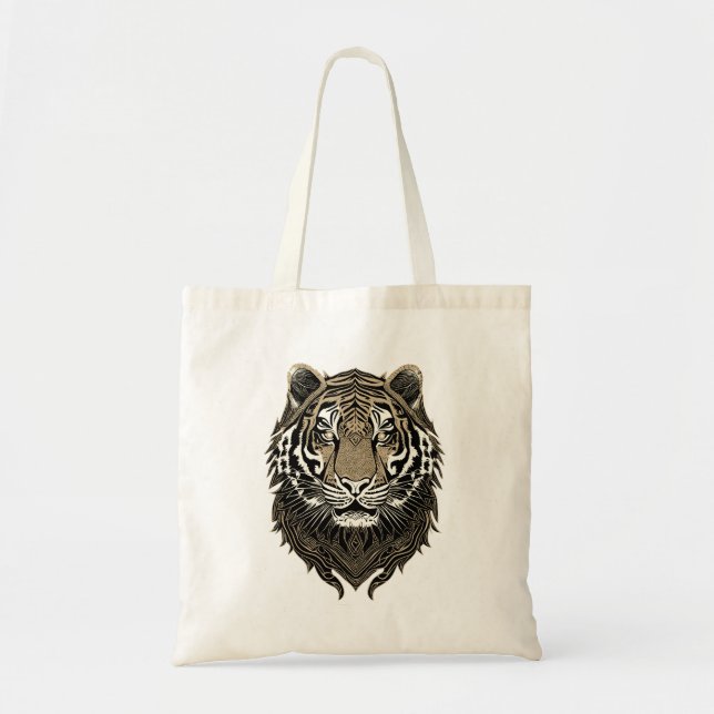 Detaljerad tiger Ansikte Tygkasse (Framsidan)