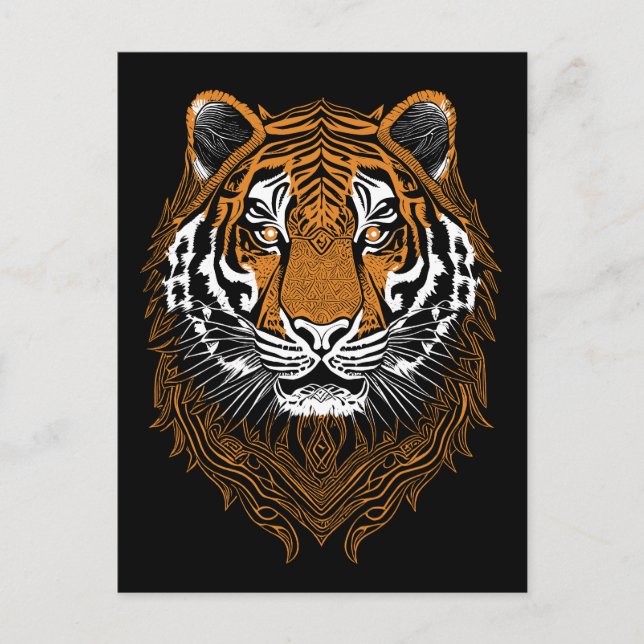 Detaljerad tigeransikte vykort (Framsida)