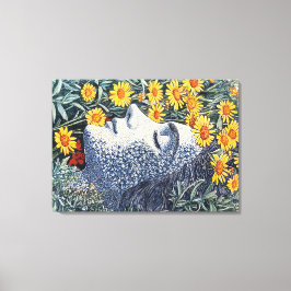 Detaljerad utskrift av Dreaming Woman Ansikte av F Canvastryck