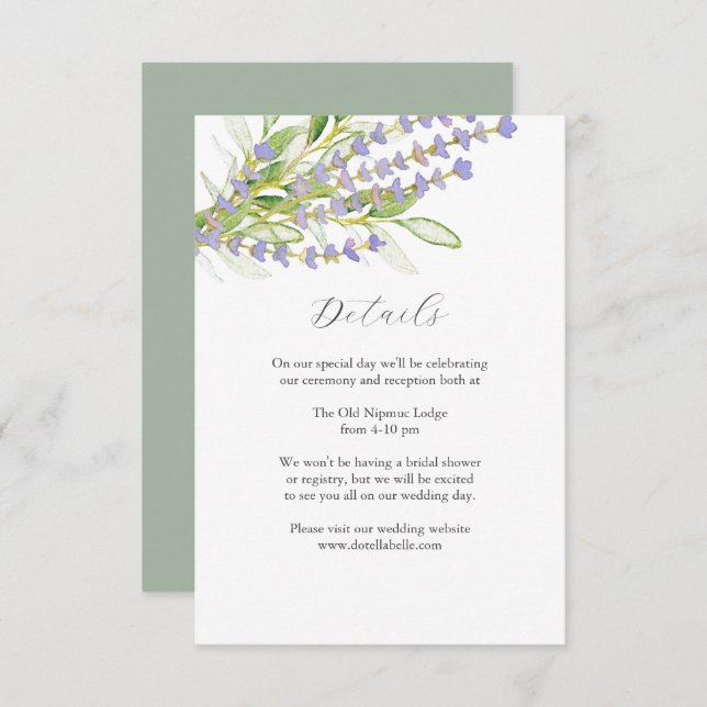 Detaljerad vigkortstillbehör Lavendel i akvarell Tilläggskort (Fram/baksida)