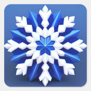 Detaljerad vit snöflinga design fyrkantigt klistermärke
