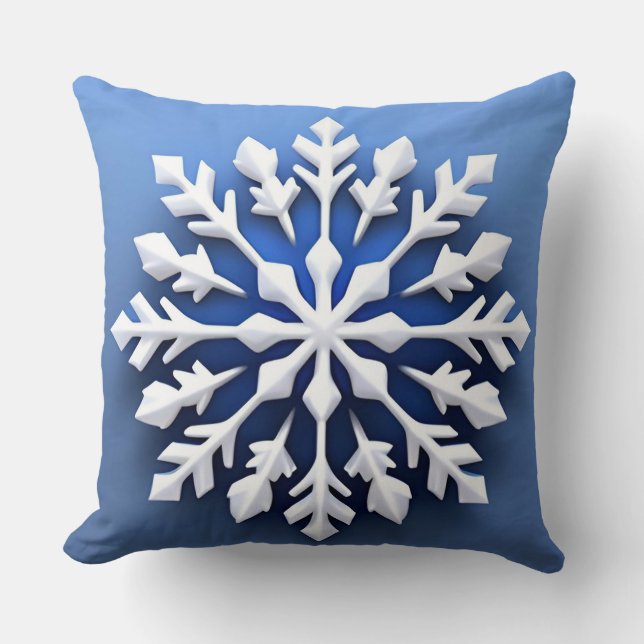 Detaljerad vit snöflinga design kudde (Framsida)