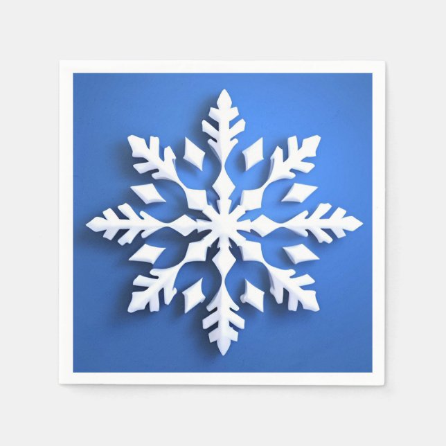 Detaljerad vit snöflinga design pappersservett (Framsidan)