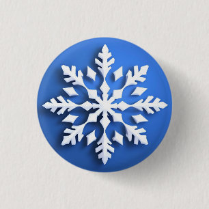 Detaljerad vit snöflingedesign knapp
