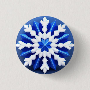 Detaljerad vit snöflingedesign knapp