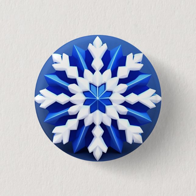 Detaljerad vit snöflingedesign knapp (Framsida)