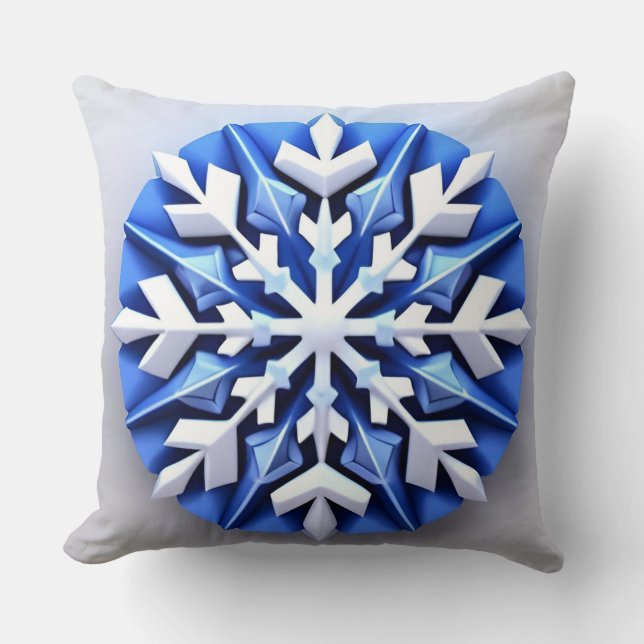 Detaljerad vit snöflingedesign kudde (Framsida)