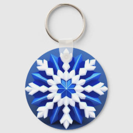 Detaljerad vit snöflingedesign nyckelring
