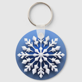 Detaljerad vit snöflingedesign nyckelring