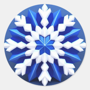 Detaljerad vit snöflingedesign runt klistermärke