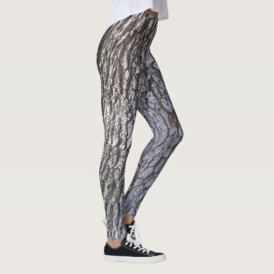 Detaljerade grått- och brunforna ekbarklegeringar leggings