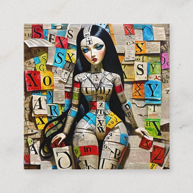 Detaljerade korsord är perfektens docka för dessa fyrkantigt visitkort (Framsida)