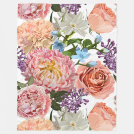 Detaljerade trädgårdsblommor från hand plockade. fleecefilt