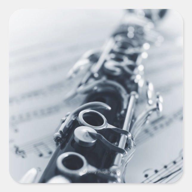 Detaljerat Clarinet Fyrkantigt Klistermärke (Framsida)