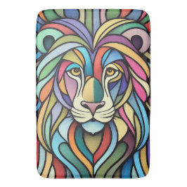 Detaljerat färgat Lejont huvud Badrumsmatta