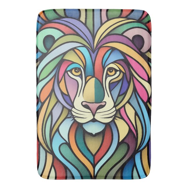 Detaljerat färgat Lejont huvud Badrumsmatta (Framsidan (Vertikal))