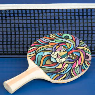 Detaljerat färgat Lejont huvud Pingisracket