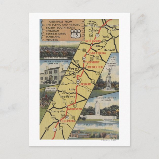 Detaljerat vykort för väg 15 (Framsida)