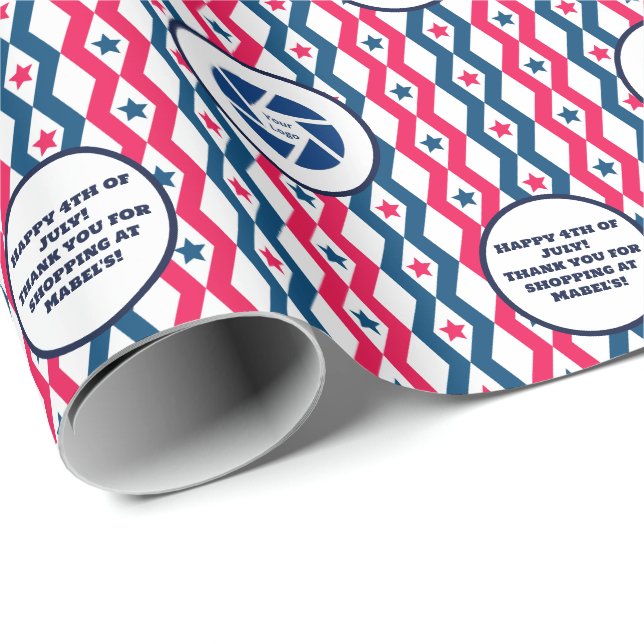 Detaljhandel 4:e juli Diamond Logotyp Text Presentpapper (Rullad Hörn)