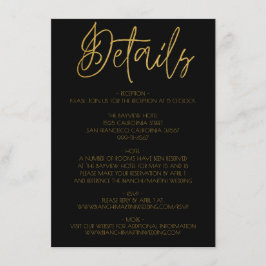 Detaljhölje för Black & Guld Glitter Bröllop Tilläggskort