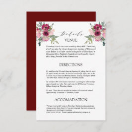 Detaljhölje för Burgundy &  bouquet Bröllop Tilläggskort