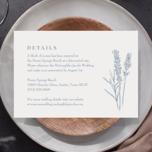 Detaljhölje för Periwinkle Wildblomme Bröllop OSA Kort (Skapare uppladdad)