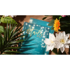 Detaljinformation om Teal Guld String Ljus Bröllop Tilläggskort