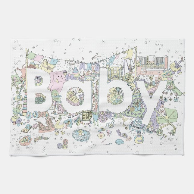 Detaljkonst för rosa av elefant i detaljhandel med kökshandduk (Horisontell)