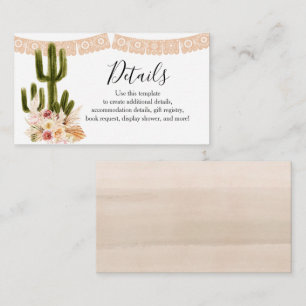 Detaljkort Boho Cactus Taco om Kärlek Pampas Gras Tilläggskort