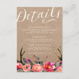 DETALJKORT | Elegant Blommigt Rustic Vår Antler Tilläggskort