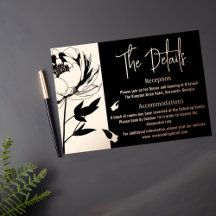 Detaljkort för Black och Ro Guld Peony Bröllop
