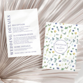 Detaljkort för blått gult, bröllop tilläggskort