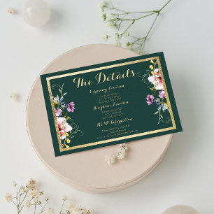 Detaljkort för blommigt om elegant grönt rosa guld tilläggskort