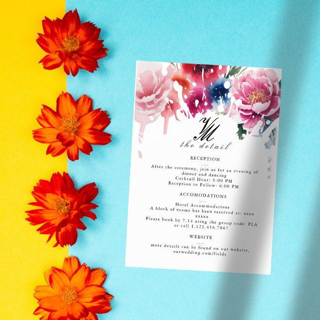 Detaljkort för Bright Bloom Blommar Bröllop Bröllo OSA Kort (Skapare uppladdad)