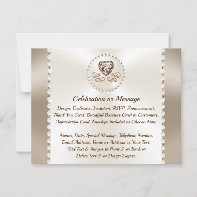 Detaljkort för Bröllop, Jubileum, Affärer, Inbjudningar (Framsida)