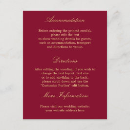 Detaljkort för Burgundy Golden Beige Bröllop Tilläggskort