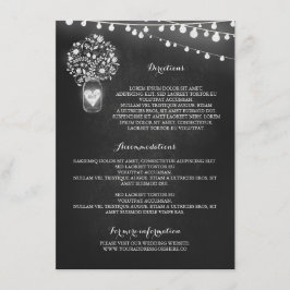 Detaljkort för burk bröllop i salkboard Mason Tilläggskort