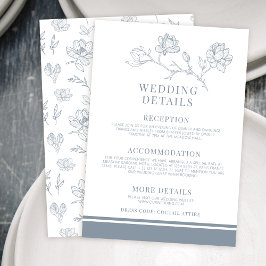 Detaljkort för Dusty Blue Classiblommigt bröllop Tilläggskort