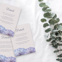 Detaljkort för Dusty Blue  Rosa Blommigt Bröllop