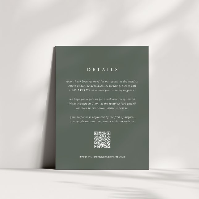Detaljkort för Forest Grönt Bröllop med QR-kod Tilläggskort (Skapare uppladdad)