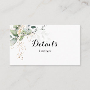 Detaljkort för Grey Eucalyptus bröllop Visitkort