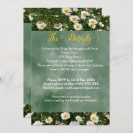 Detaljkort för grönt Daisy Porträtt Inbjudningar
