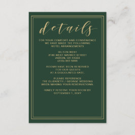 Detaljkort för grönt och Guld Bröllop Tilläggskort