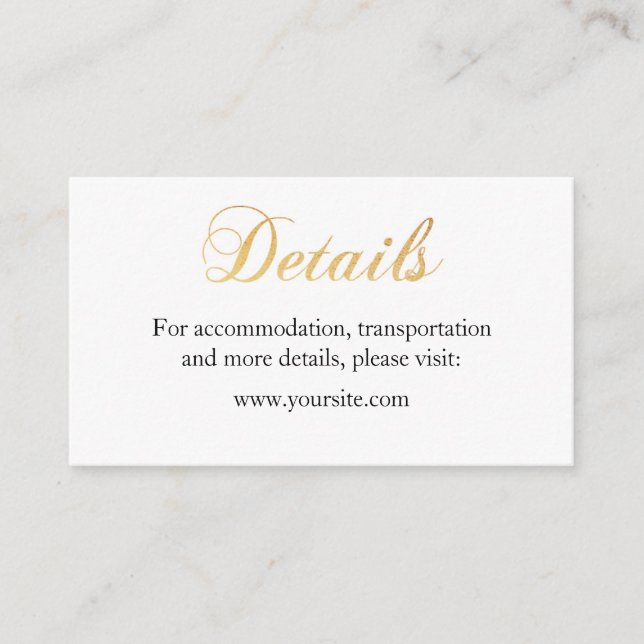 Detaljkort för Guld bröllop. Enkelt matarkort Tilläggskort (Framsida)
