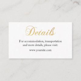 Detaljkort för Guld bröllop. Enkelt matarkort Tilläggskort