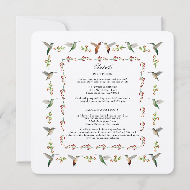 Detaljkort för Hummingbird Bröllop (Framsida)