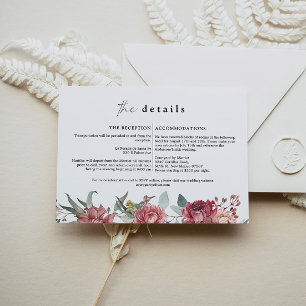 Detaljkort för MARGOT Dusty Ro  Blommigt Bröllop Inbjudningar