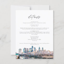 Detaljkort för Philadelphia Skyline för vattenfärg Inbjudningar